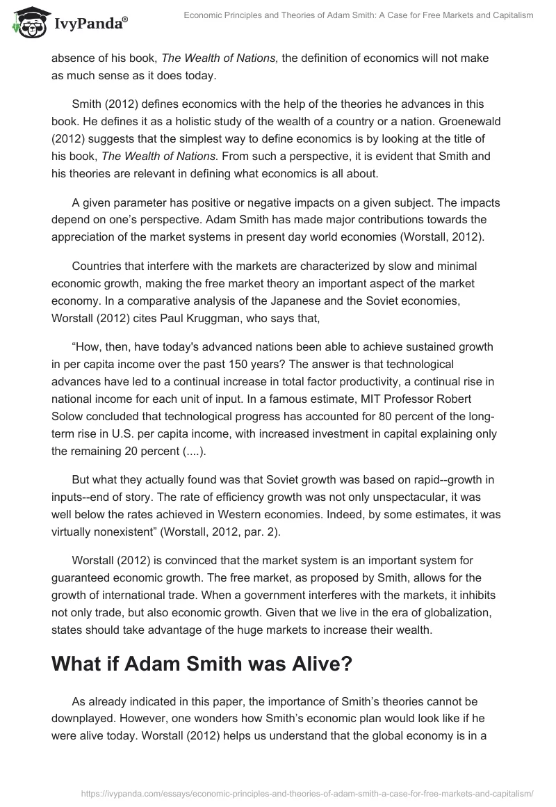 Economic Principles and Theories of Adam Smith: A Case for Free Markets and Capitalism. Page 5