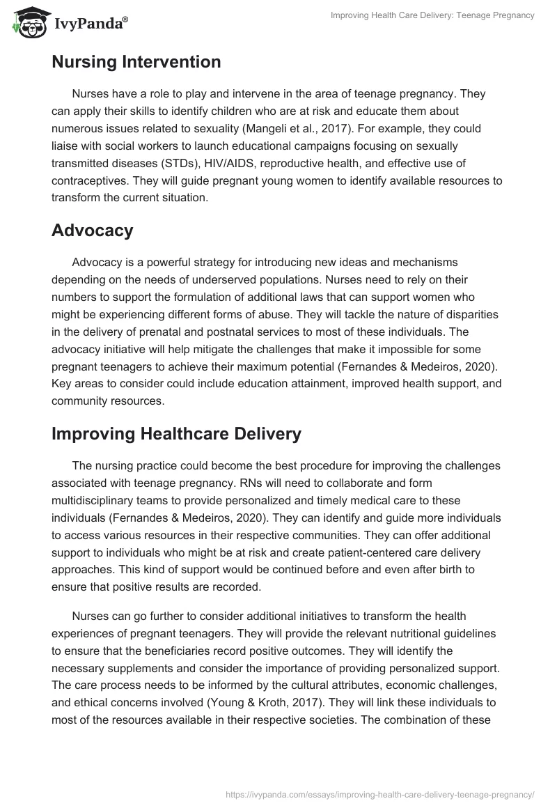 Improving Health Care Delivery: Teenage Pregnancy. Page 5