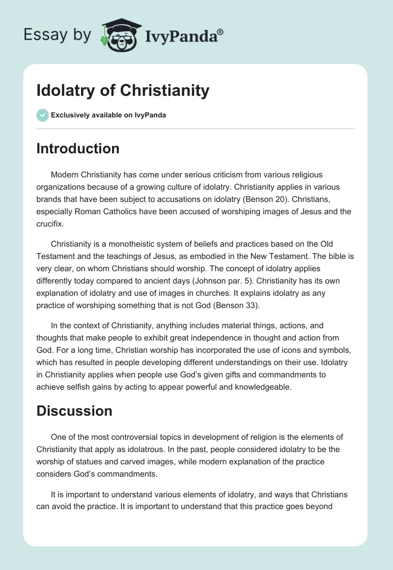 Idolatry of Christianity. Page 1