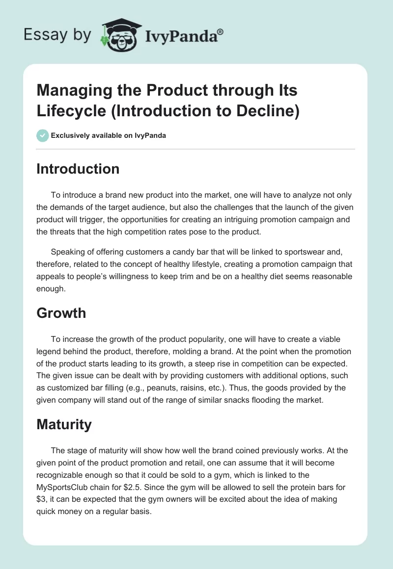 Managing the Product through Its Lifecycle (Introduction to Decline). Page 1