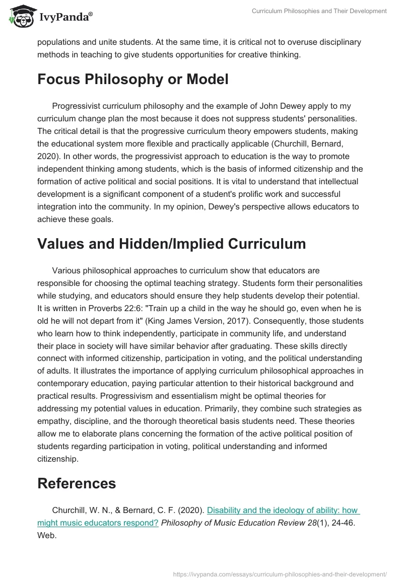 Curriculum Philosophies and Their Development. Page 2