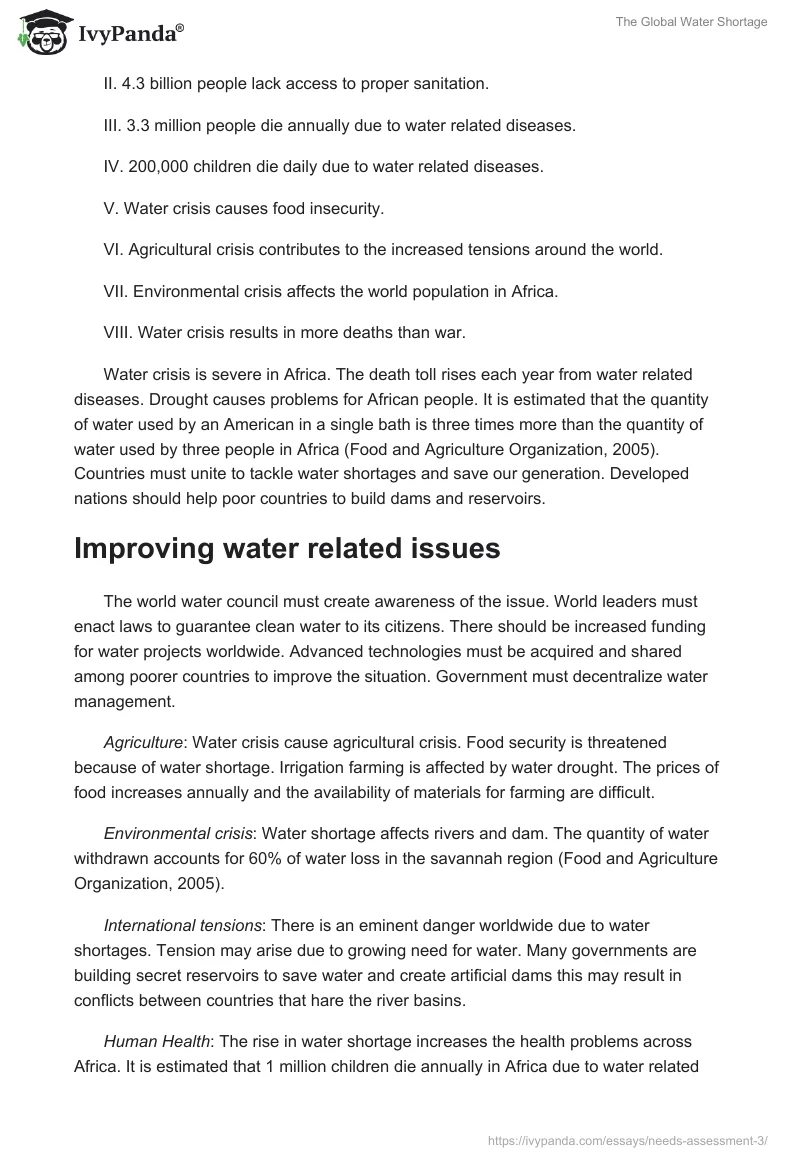 The Global Water Shortage. Page 2