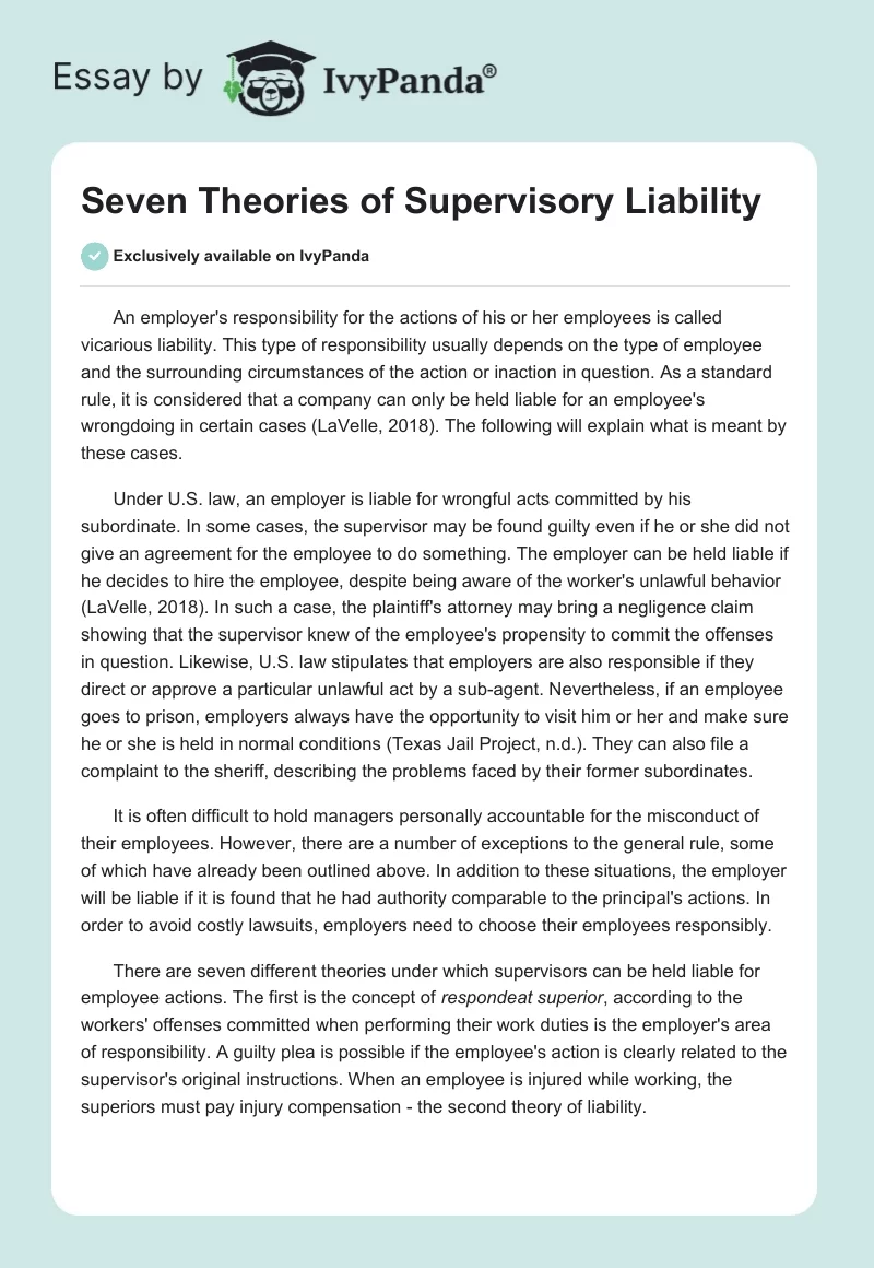 Seven Theories of Supervisory Liability. Page 1
