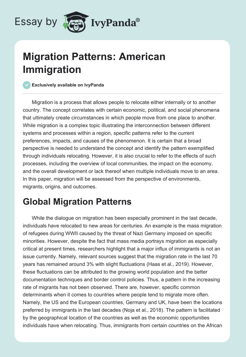 Migration Patterns: American Immigration. Page 1