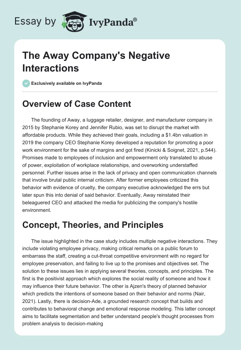 The Away Company's Negative Interactions. Page 1