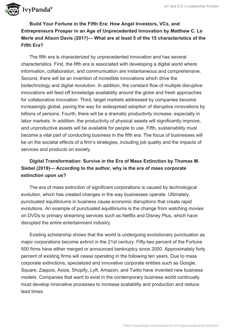 IoT and G.E.'s Leadership Position. Page 4