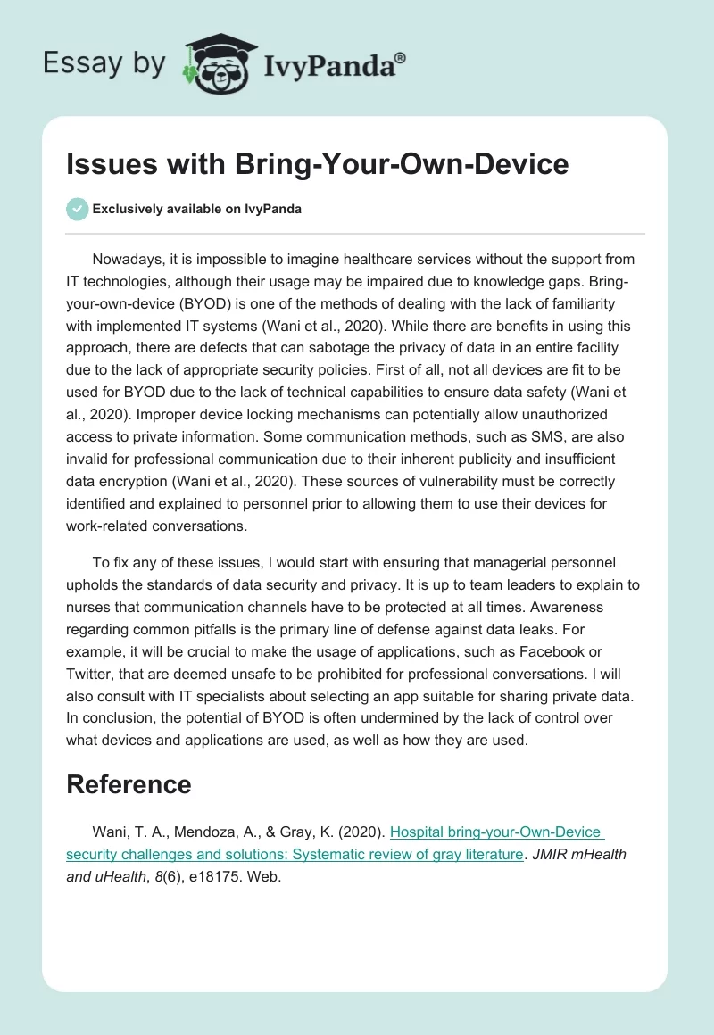 Issues with Bring-Your-Own-Device. Page 1