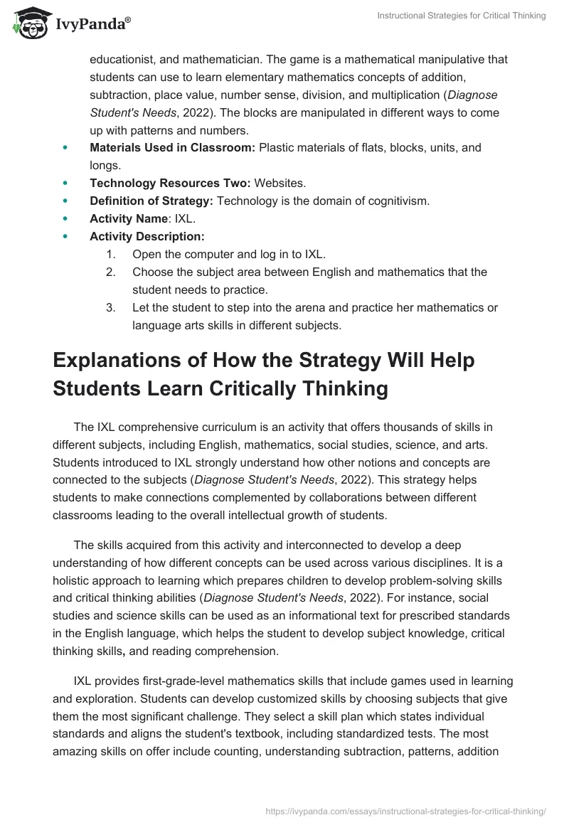 Instructional Strategies for Critical Thinking. Page 3
