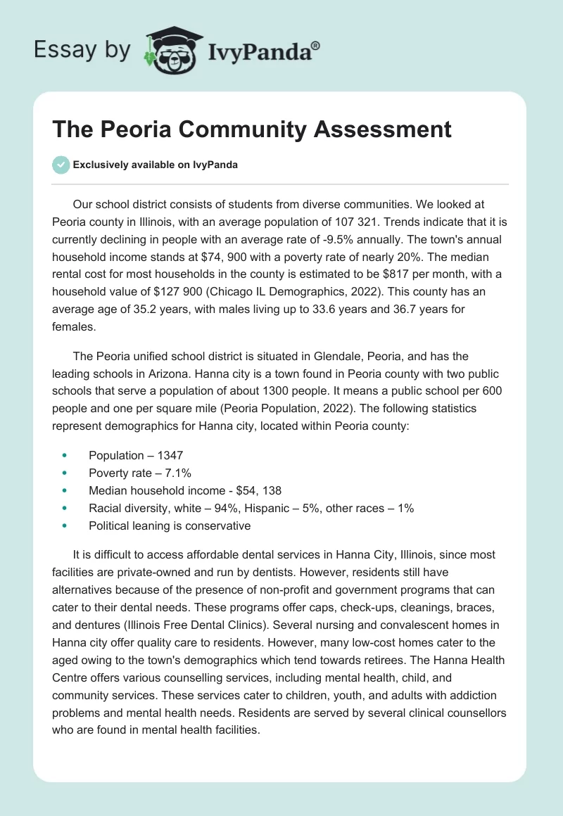 The Peoria Community Assessment. Page 1