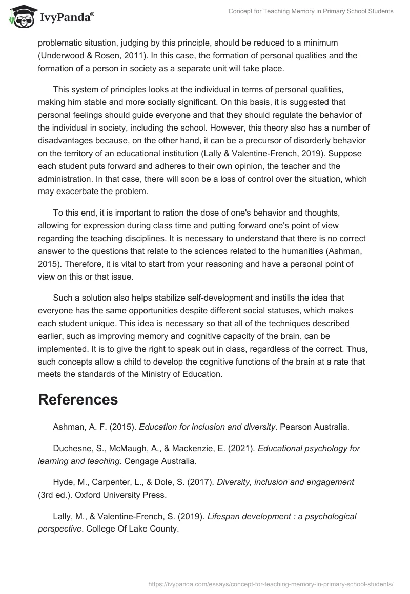 Concept for Teaching Memory in Primary School Students. Page 4