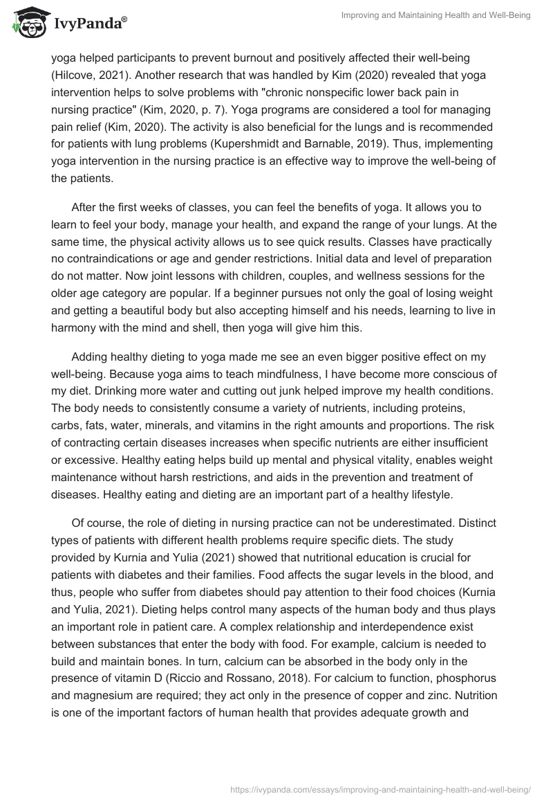 Improving and Maintaining Health and Well-Being. Page 2
