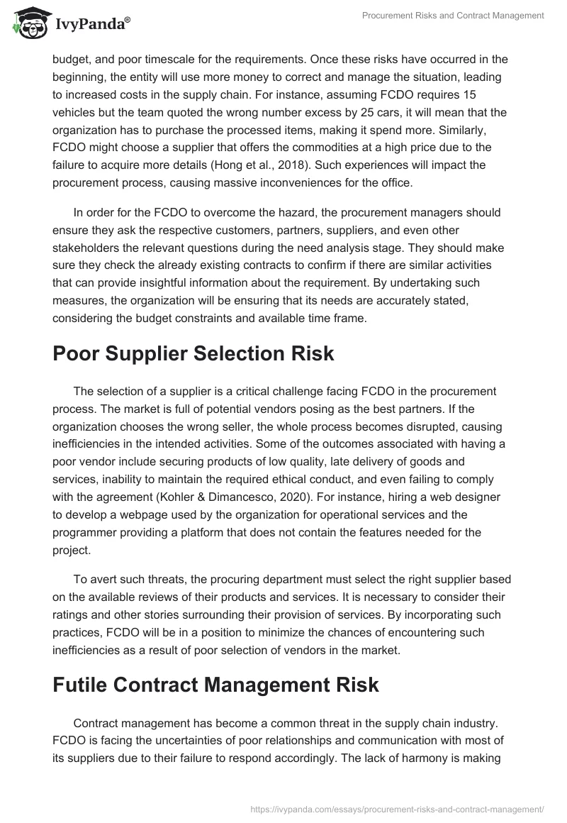 Procurement Risks and Contract Management. Page 3