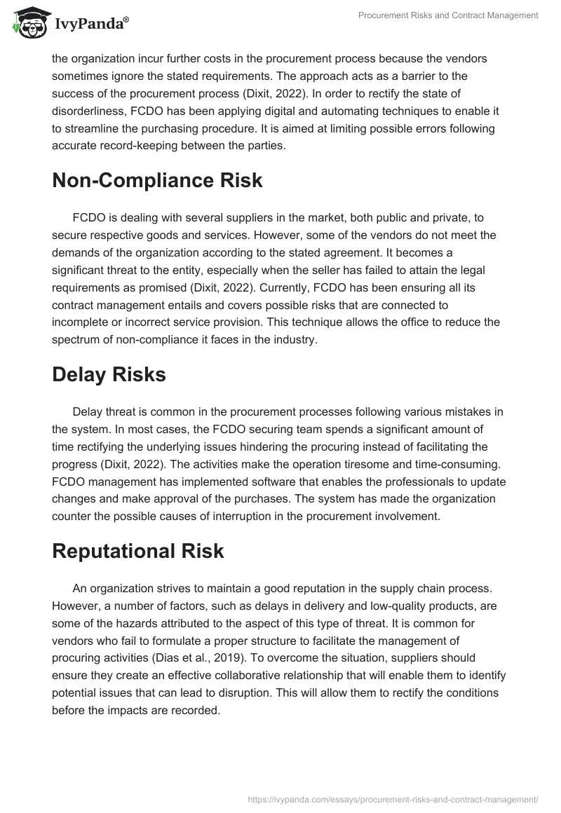 Procurement Risks and Contract Management. Page 4