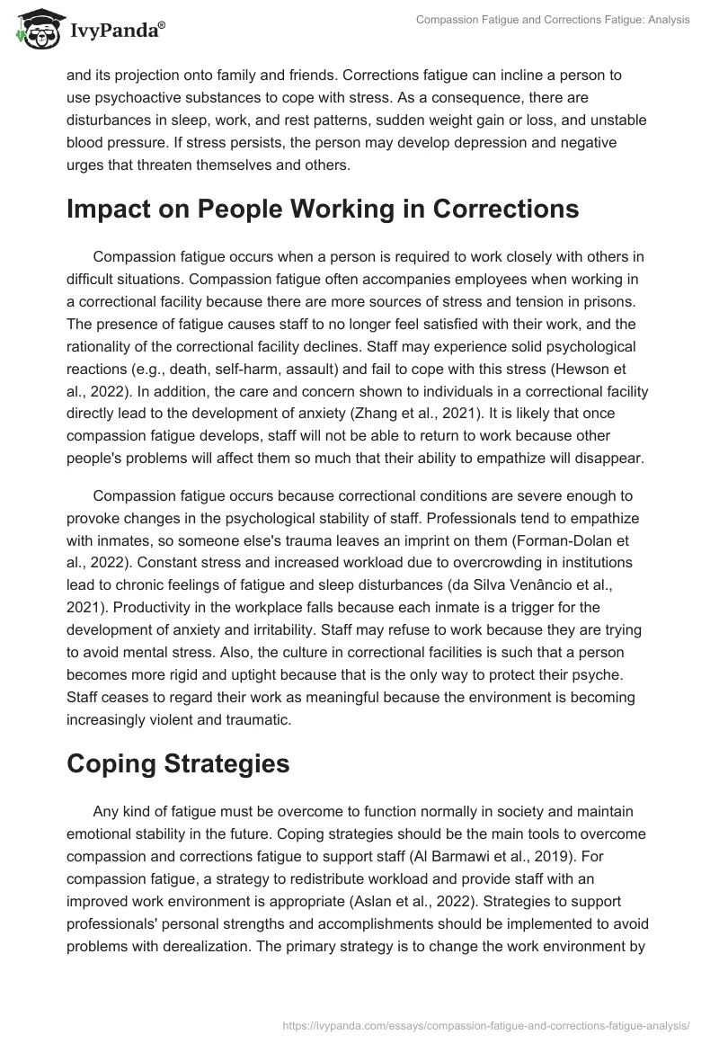 Compassion Fatigue and Corrections Fatigue: Analysis. Page 2
