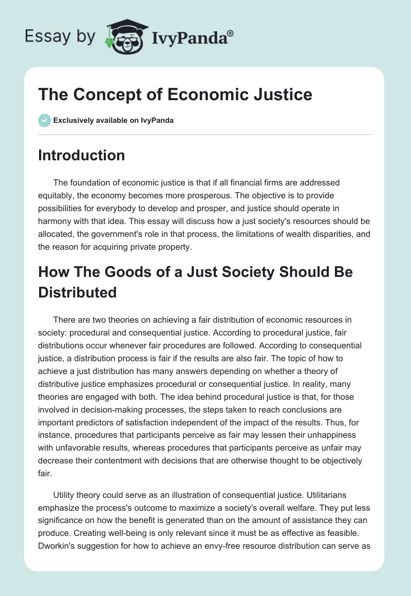 The Concept of Economic Justice. Page 1