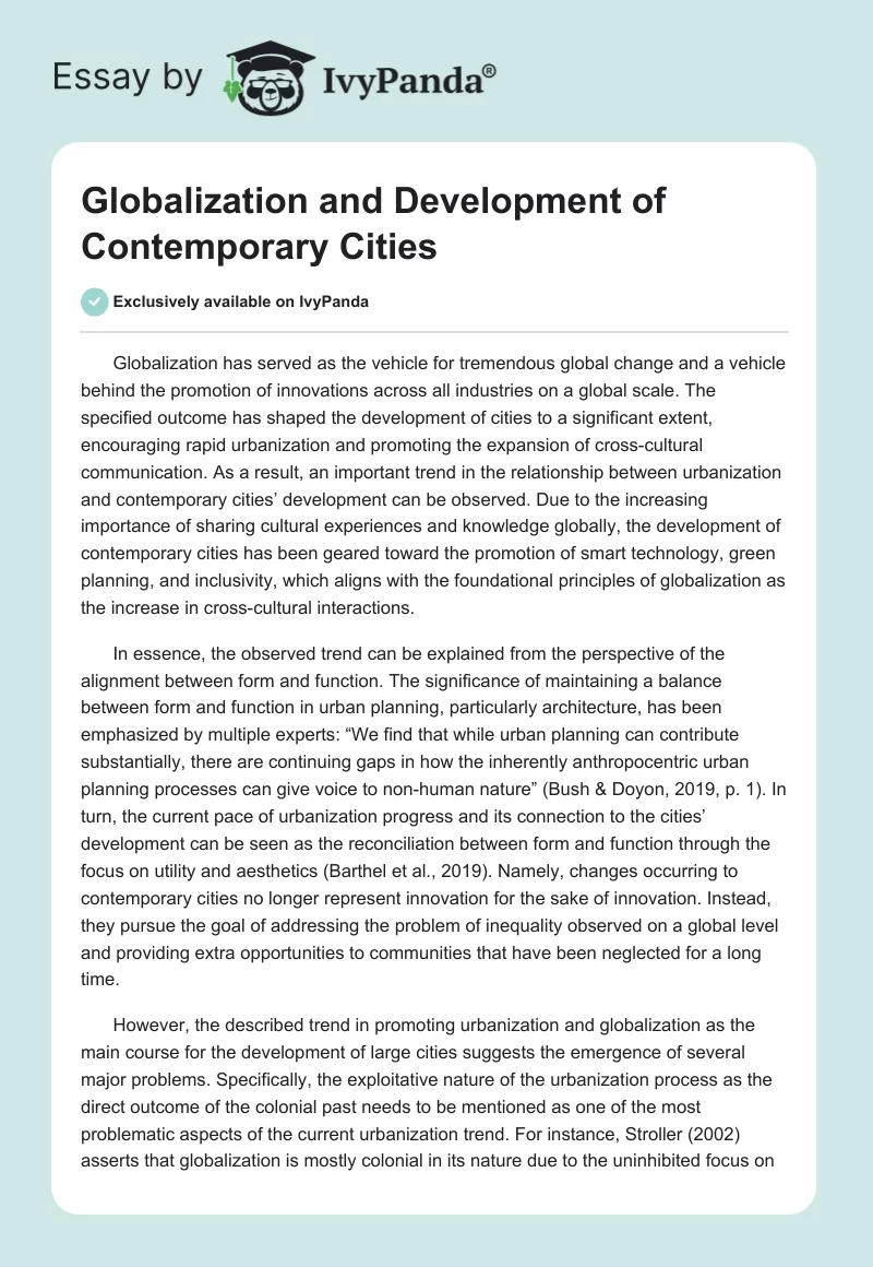 Globalization and Development of Contemporary Cities. Page 1