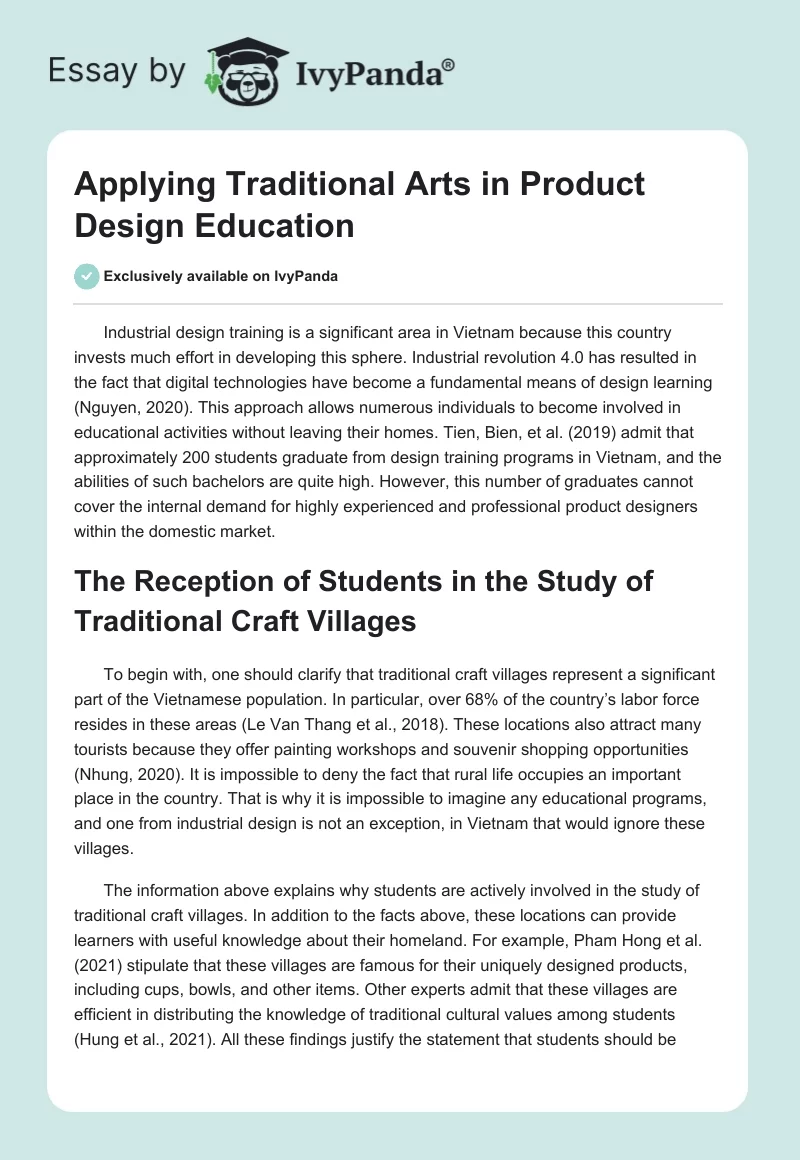 Applying Traditional Arts in Product Design Education. Page 1