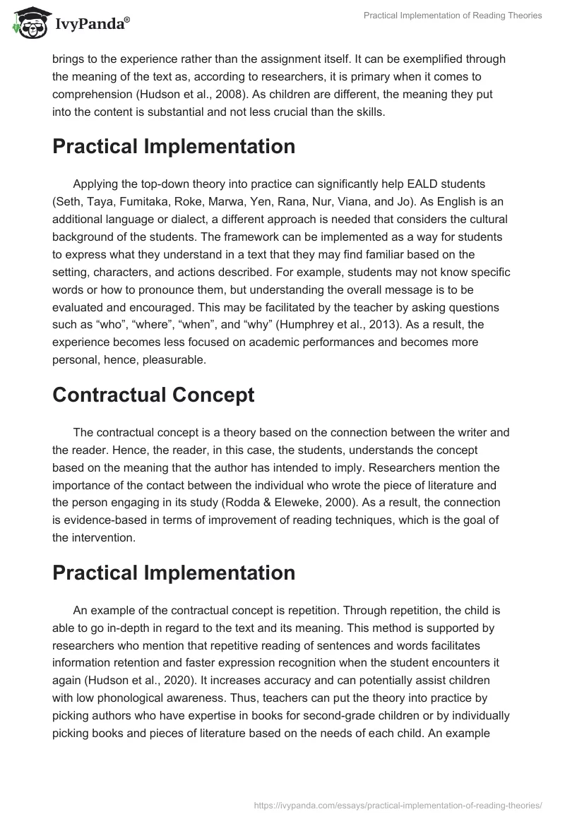 Practical Implementation of Reading Theories. Page 3