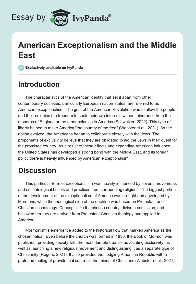 American Exceptionalism and the Middle East. Page 1