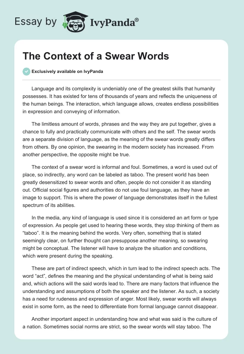 The Context of a Swear Words. Page 1