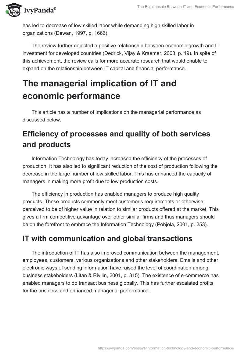 The Relationship Between IT and Economic Performance. Page 2