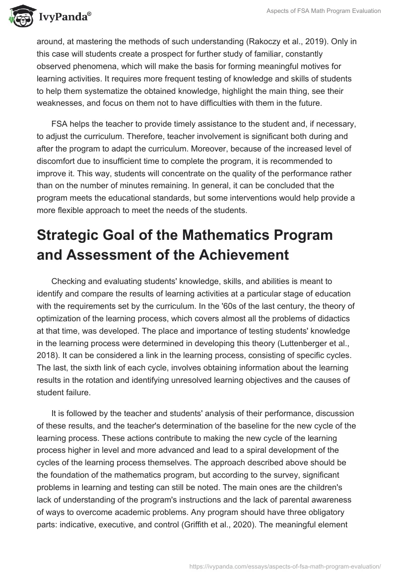 Aspects of FSA Math Program Evaluation. Page 4