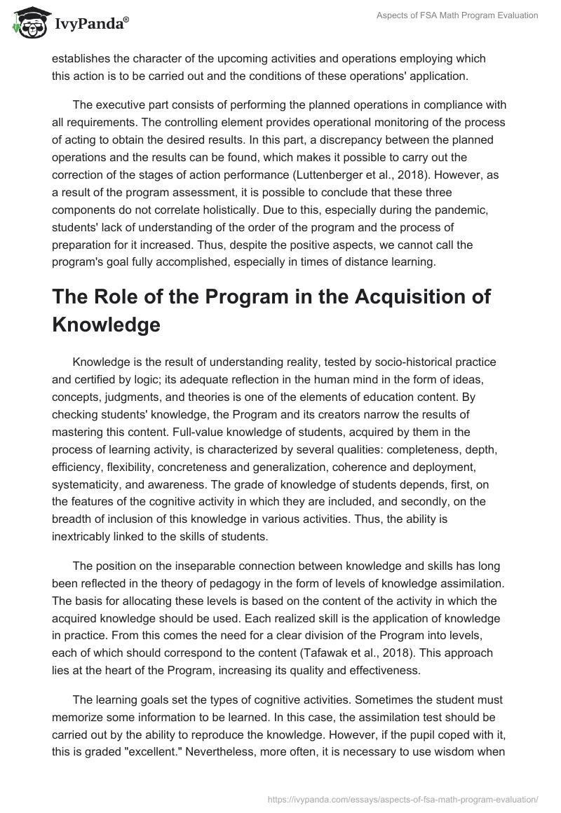 Aspects of FSA Math Program Evaluation. Page 5