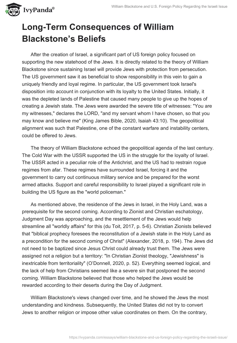 William Blackstone and U.S. Foreign Policy Regarding the Israeli Issue. Page 3