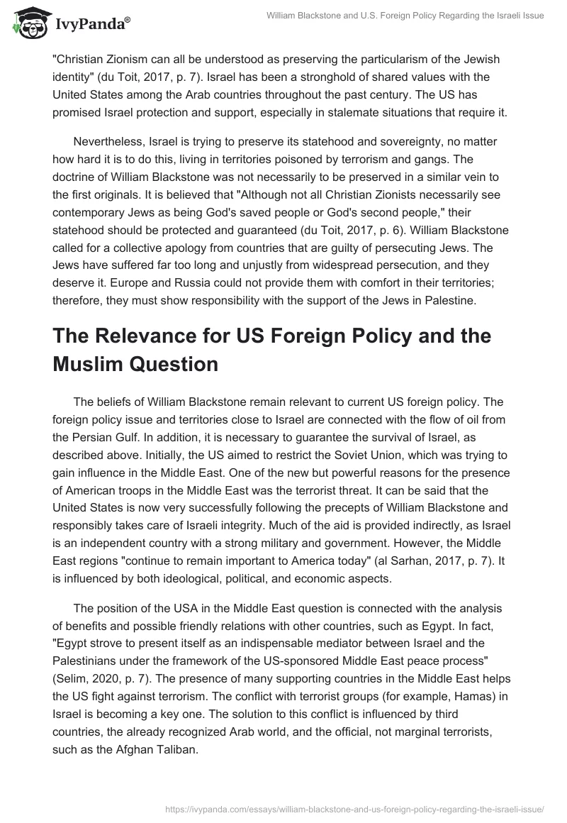 William Blackstone and U.S. Foreign Policy Regarding the Israeli Issue. Page 4