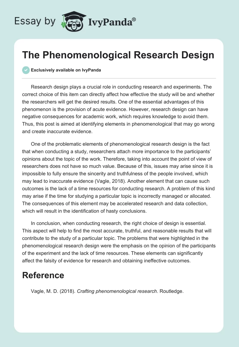 The Phenomenological Research Design. Page 1