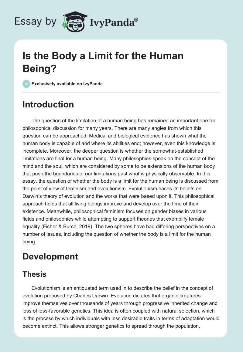 Is the Body a Limit for the Human Being?. Page 1