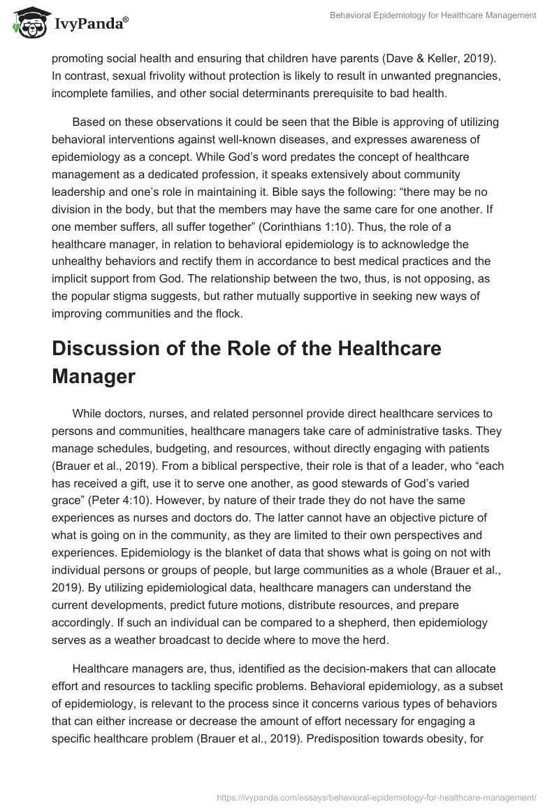 Behavioral Epidemiology for Healthcare Management. Page 3