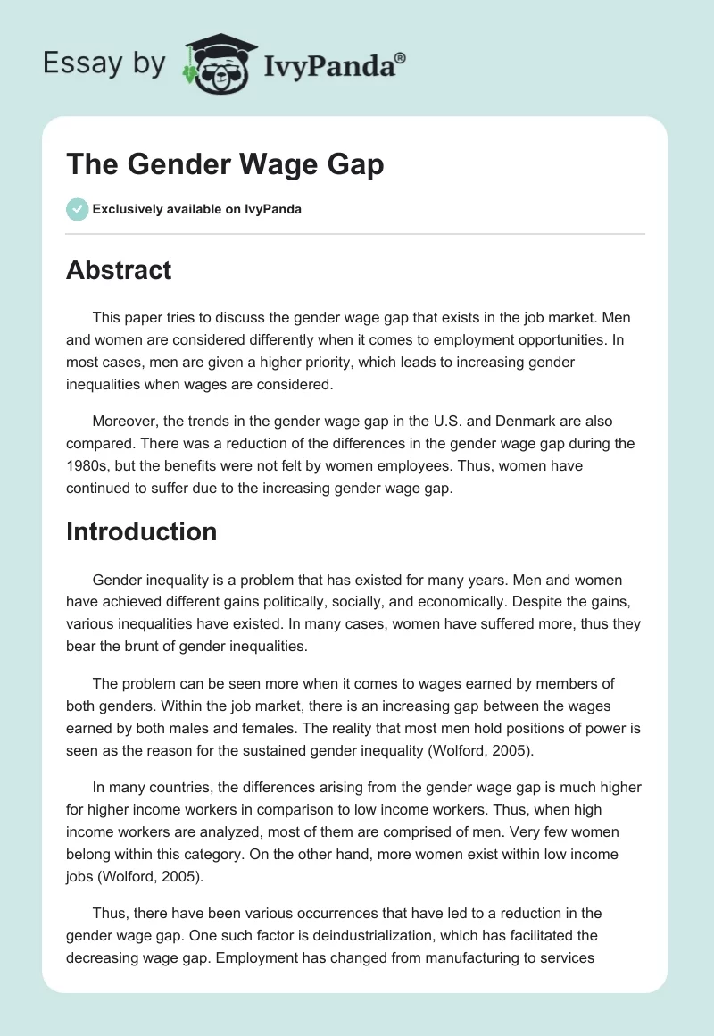 The Gender Wage Gap. Page 1