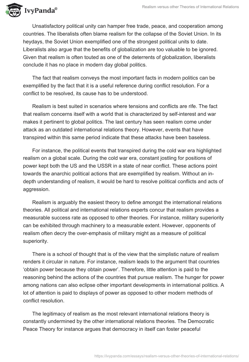 Realism versus other Theories of International Relations. Page 3
