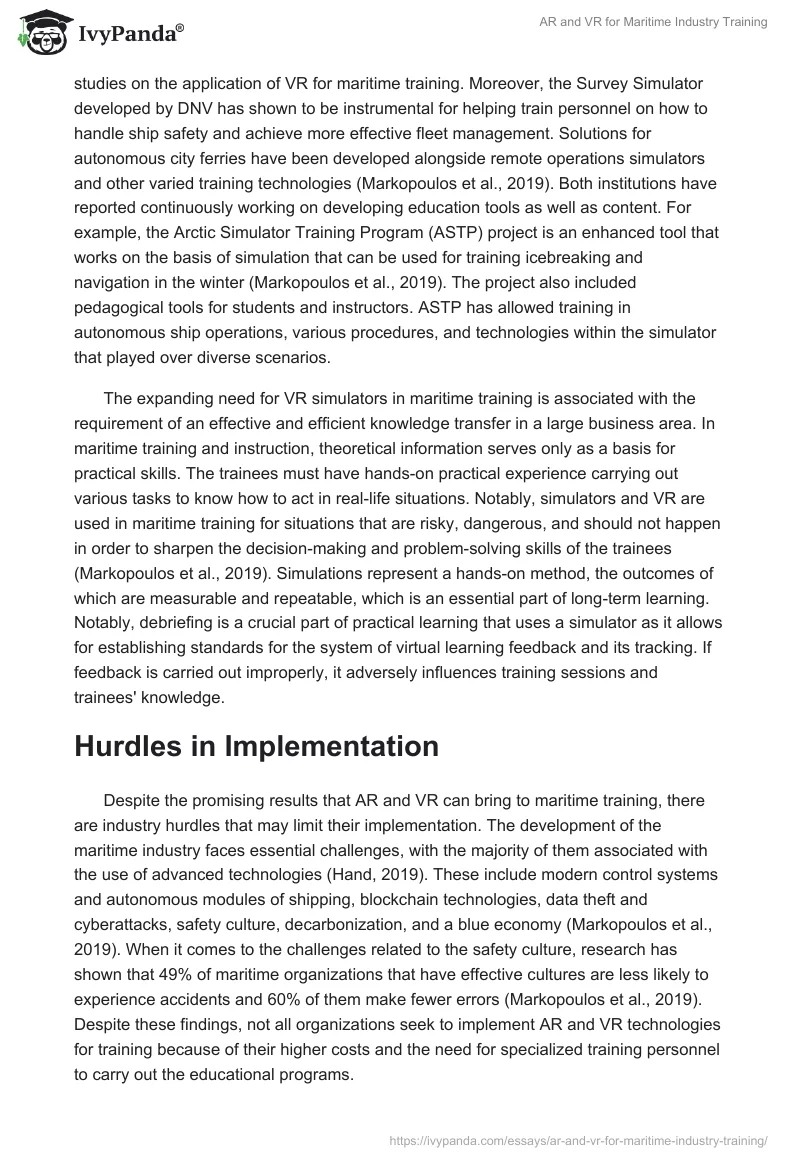 AR and VR for Maritime Industry Training. Page 2