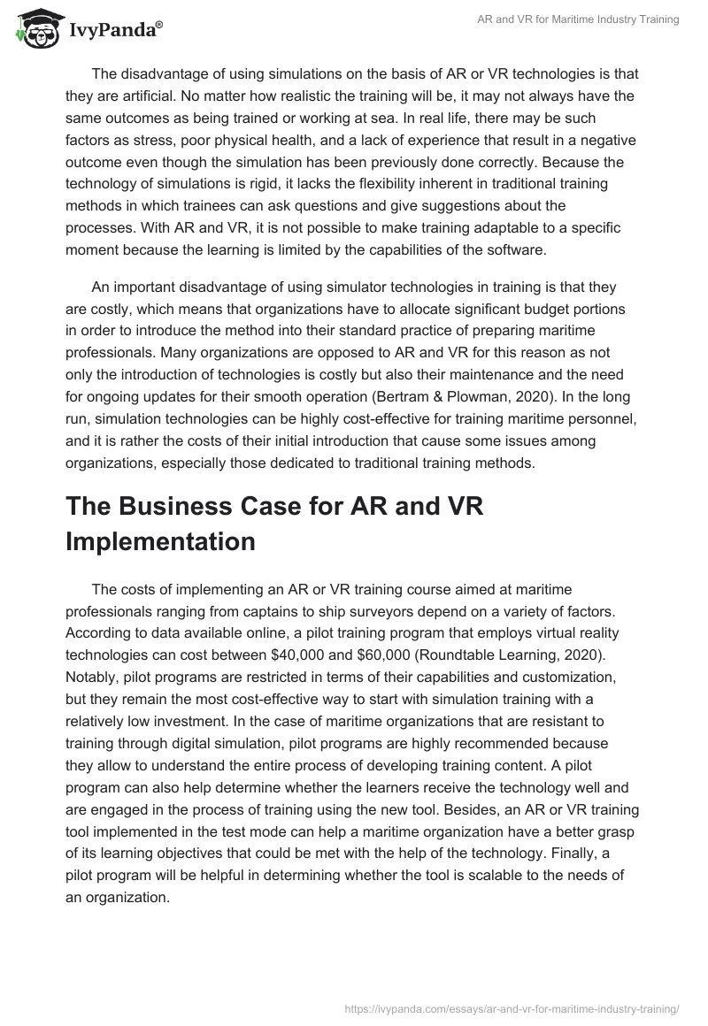 AR and VR for Maritime Industry Training. Page 5