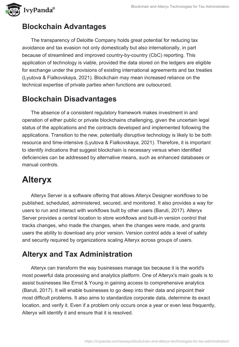 Blockchain and Alteryx Technologies for Tax Administration. Page 2