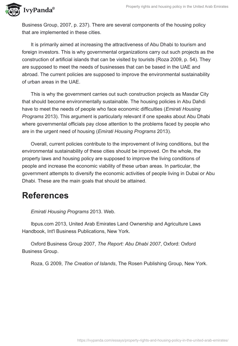 Property rights and housing policy in the United Arab Emirates. Page 2