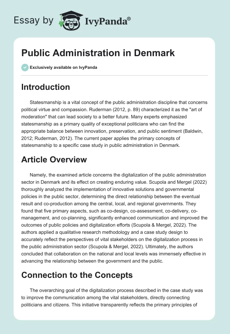 Public Administration in Denmark. Page 1