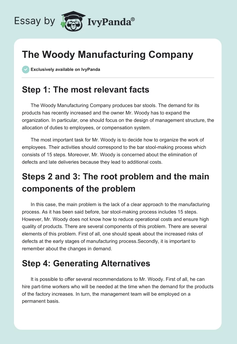 The Woody Manufacturing Company. Page 1
