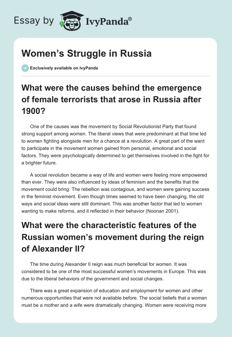 Women’s Struggle in Russia. Page 1