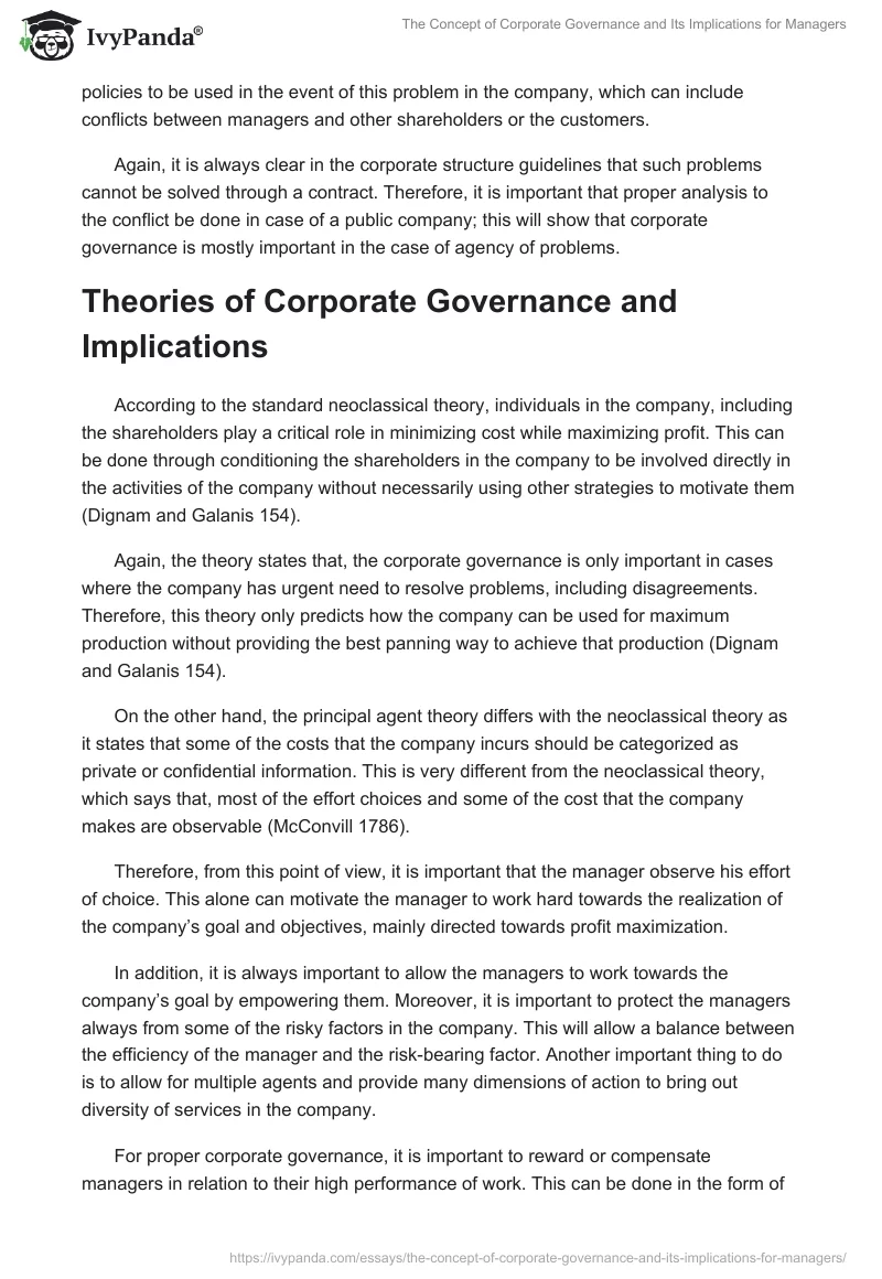 The Concept of Corporate Governance and Its Implications for Managers. Page 3