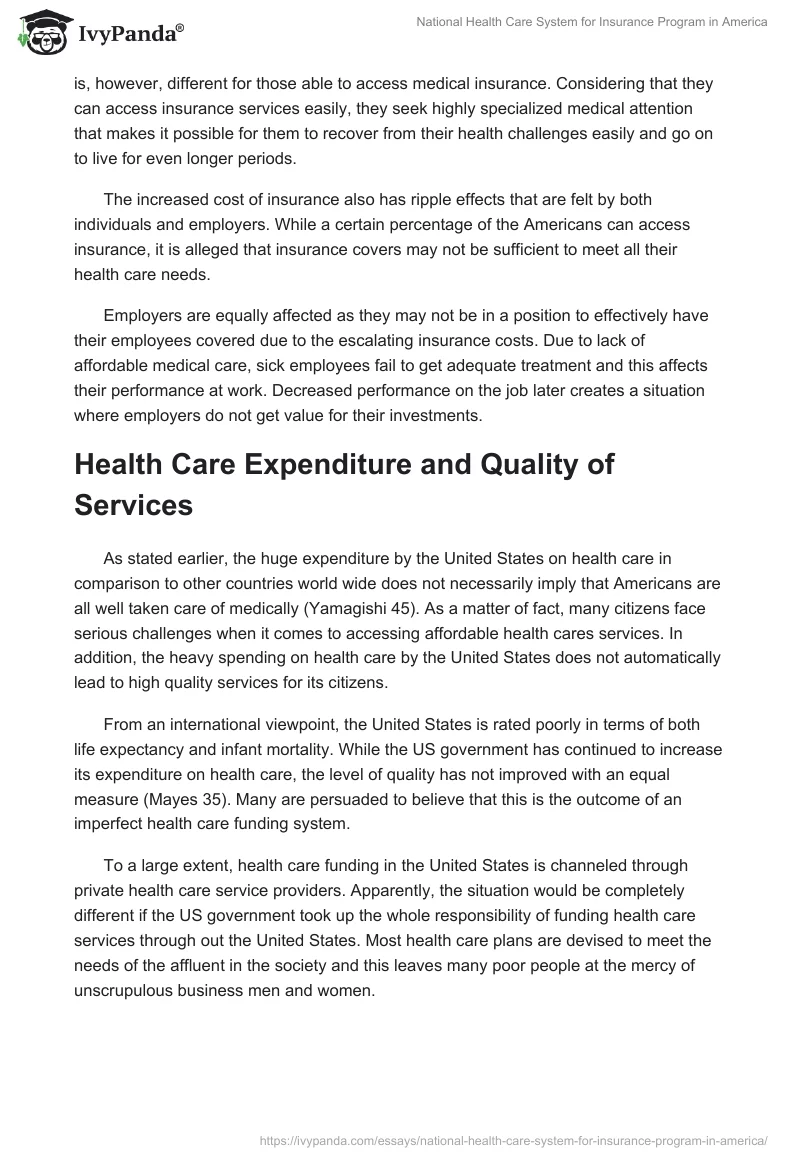 National Health Care System for Insurance Program in America. Page 3