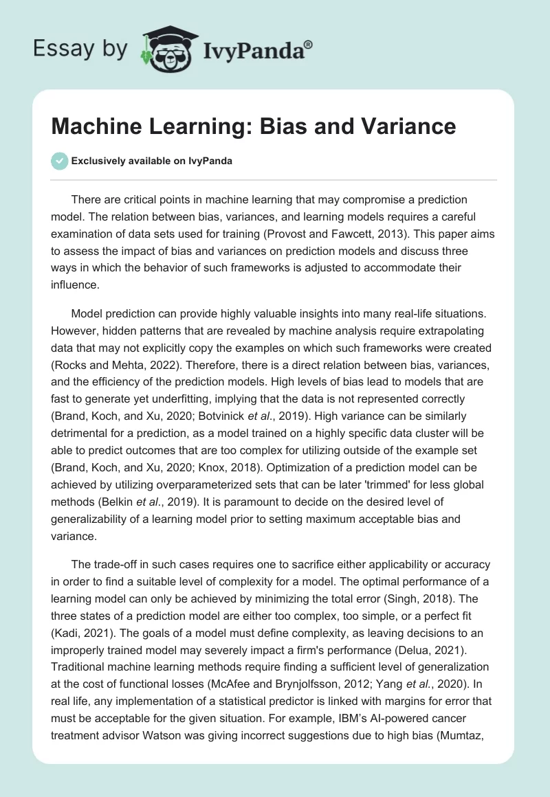 Machine Learning: Bias and Variance. Page 1