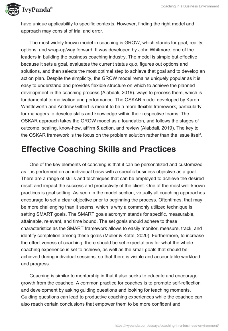 Coaching in a Business Environment. Page 2