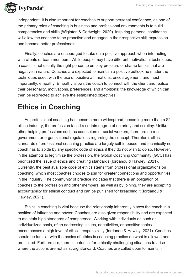 Coaching in a Business Environment. Page 3