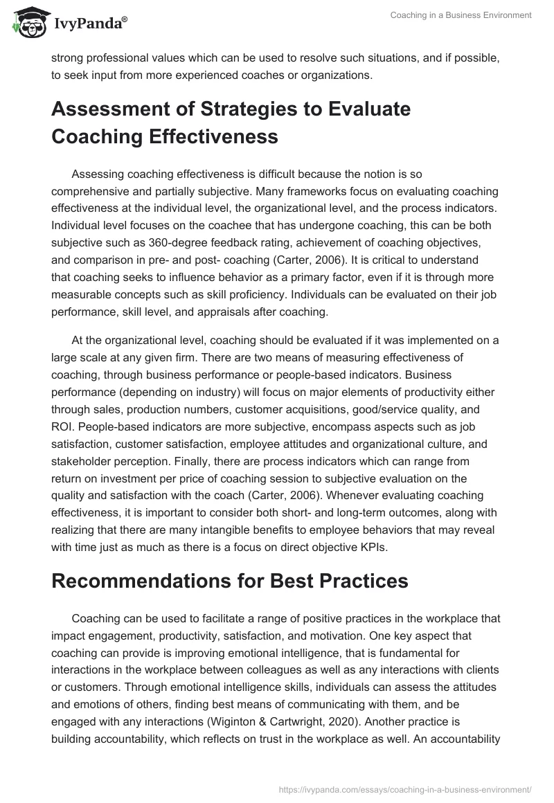 Coaching in a Business Environment. Page 4
