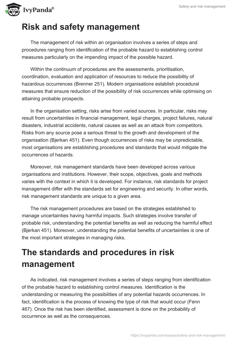 Safety and risk management. Page 2
