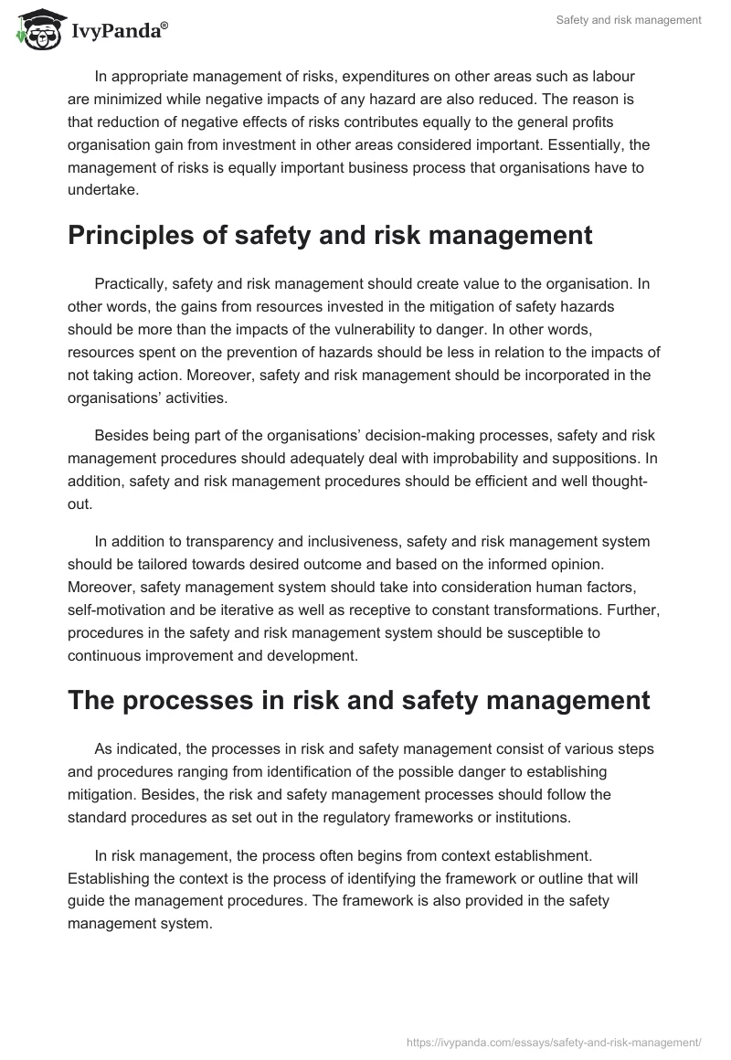 Safety and risk management. Page 4