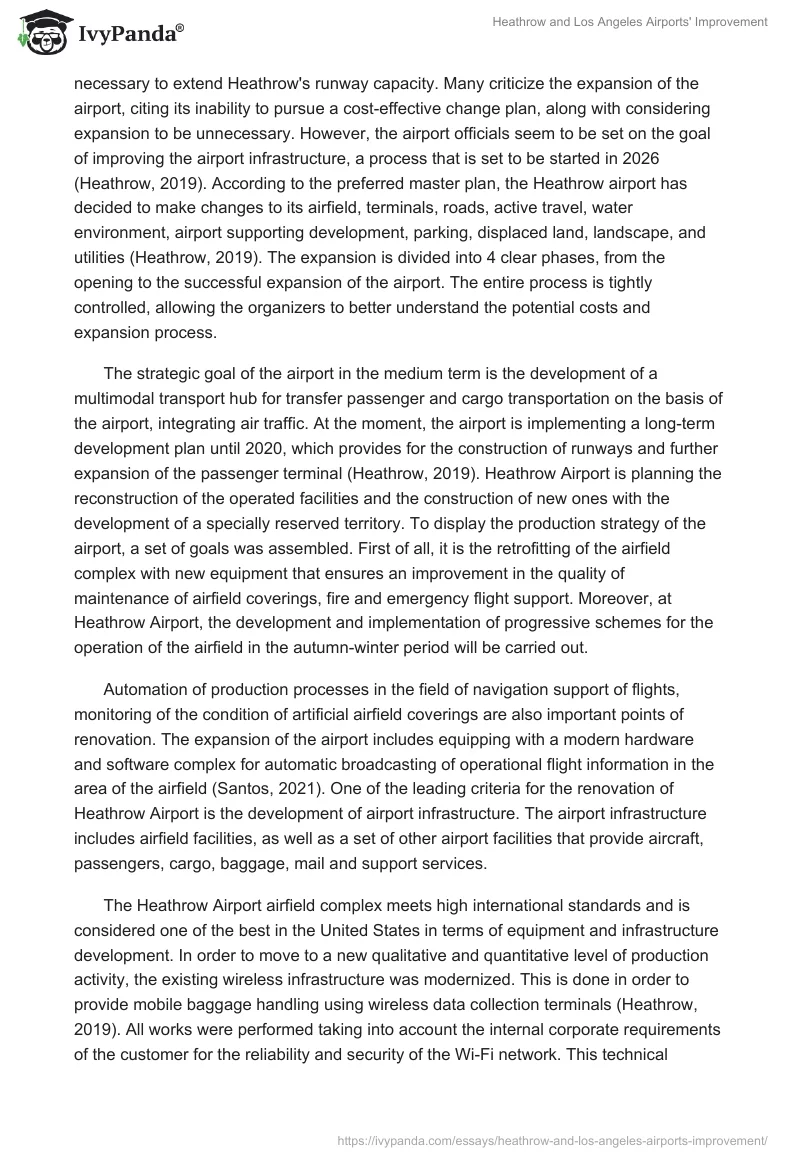 Heathrow and Los Angeles Airports' Improvement. Page 2